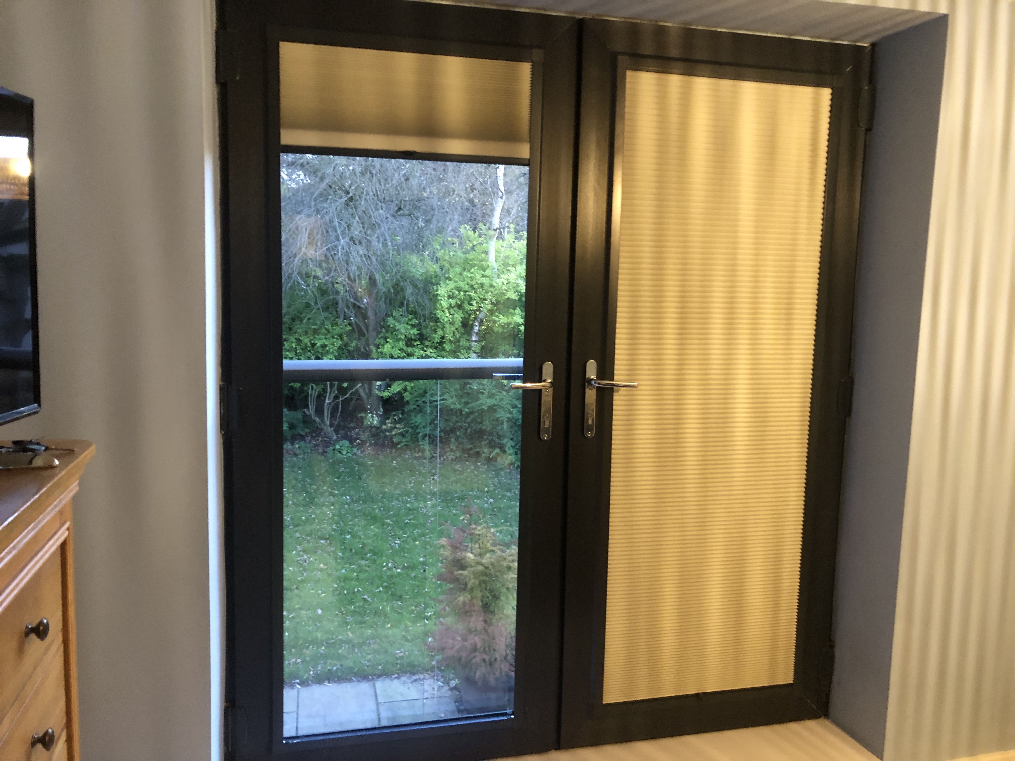 Louvolite honeycomb blackout blinds in anthracite perfect fit frames